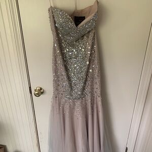 Terani Couture Nude Strapless Mermaid Prom Dress